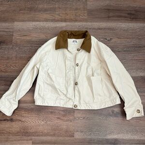 💙 NEW Future Collective Women's Cropped Chore Jacket Future Collective Cream 1X